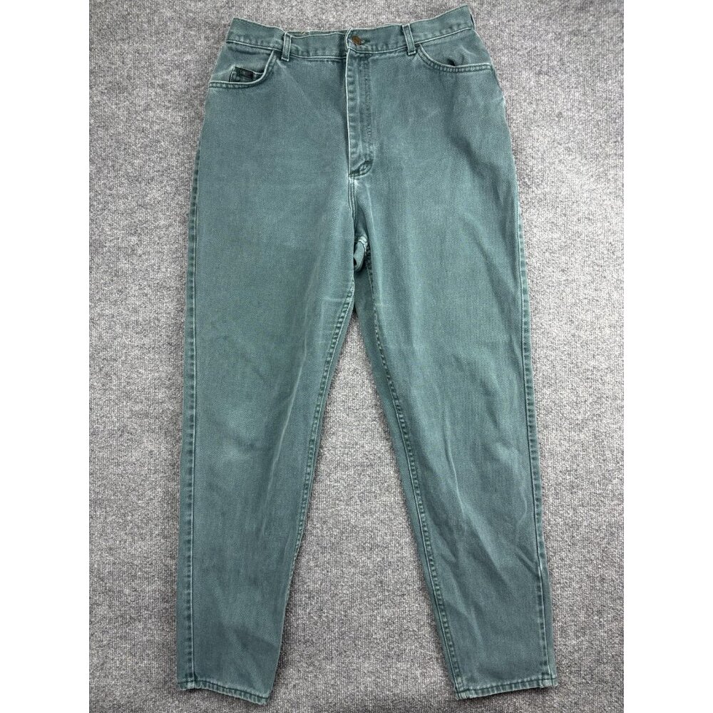 Vintage Lee Jeans Womens 18 Long Green High Rise Tapered Denim Pants 90s Classic